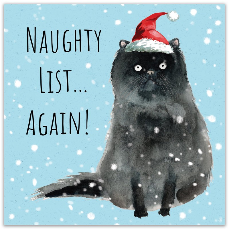 Twizler Funny Christmas Card Cat Naughty List - Humour Merry