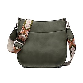 JEN & CO. Guitar Strap Purse Small Crossbody Bag - Shoulder Bag Chloe Crossbody with Guitar Strap, Black (M1977-OLV)