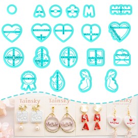 Tainsky - Cortadores de arcilla polimérica para el día de la madre, cortador de arcilla para mamá, 20 formas para joyería de arcilla polimérica, cortador de aretes, cortador de aretes, para mamá y