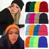 NYFASHION101 Unisex Plain Blank Long Knitted Cuff Beanie Cap, Red