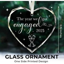 Engagement Gifts for Couples 2025 - First Christmas Engaged Gifts for Her - Engagement Gift for Newly Engaged Couples, Her, Women, Friends, Bride to Be Gifts, Glass Christmas Ornaments