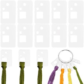 GORGECRAFT 30Pcs Clear Embroidery Floss Bobbins Acrylic Cross Stitch Thread Slim Winding Boards Chips Card 1.5x1 Inch Rectangle Floss Drops Organizer Holder with Ring for Craft DIY Sewing Storage