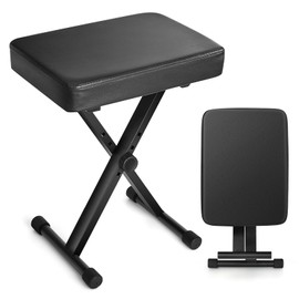 MuGaoDee Piano Chair for Keyboards, Height 16.5 - 20.3 inches (42 - 51.5 cm), Bench, 4 Levels of Height Adjustment, Extra Thick 2.4 inches (6 cm) Sitting Surface, Folding Type, For Children and Adults