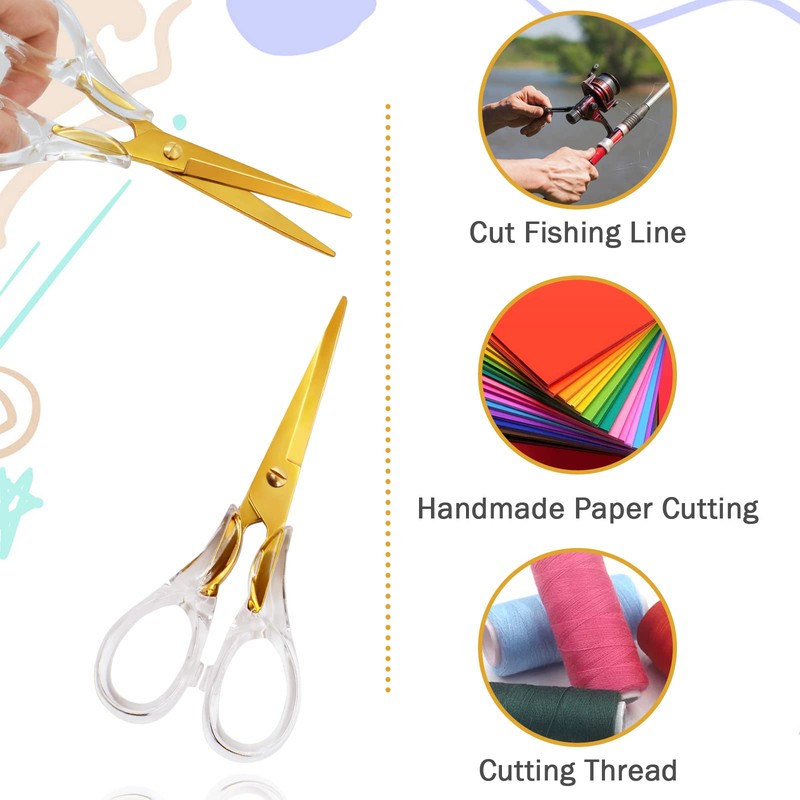 Acrylic Scissors, Stylish Gold Scissors Cute Stainless Steel Scissors with
