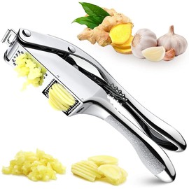 2 in 1 Garlic Press Slicer Stainless Steel Peeler Squeezer Crusher Mincer Chopper Masher Presser Rocker Nuts Ginger Crush Durable Ergonomics Kitchen Tools Accessories