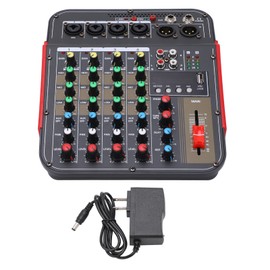 Professional Audio Mixer 4 Channel Audio Mixer Mini Sound Board Console, Digital DJ Controller Portable Digital DJ Mixing Console Mixing Boards for Live Performance DJ Stage