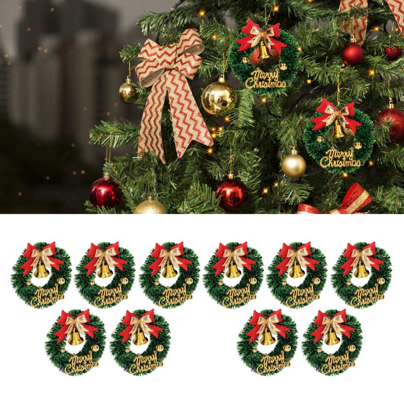 10PCS Dollhouse Christmas Wreaths Simulation Plastic Garland Model for 1/12
