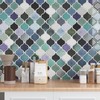 VEELIKE Teal Green Arabesque Backsplash Tile Peel and Stick Backsplash