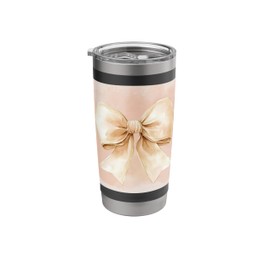 Girly | Bow in Watercolor | Aesthetic Sand / Beige / Tan Bow Stainless Steel Insulated Tumbler