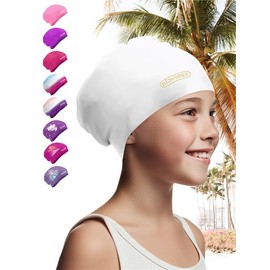 KIDVERSE Swimming Cap Children Long Hair - Swimming Cap Children with Non-Slip Nubs - Swimming Caps for Swimmers with UV Protection - Swimming Cap Girls - Swimming Caps for Long and Voluminous Hair