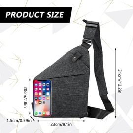 Security Bag Travel Sling Bag Men Small Anti-Theft Bag Women Anti Theft Bag Sling Chest Crossbody Bag Nylon Chest Bag for Hiking Cycling Travel, gray