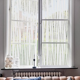 NINETREX Privacy Film for Windows, Frosted Glass Film, Static Window Film, Stripes, Static Film, Window Privacy Film, UV Protective Film, Window Vinyl Window Film (30 x 200 cm)