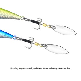 TUXIBIN Artificial Bait, 5 Pieces Fishing Lures, Spinner, Artificial Bait, Spinner Bait, Jig Spinner Set, Fishing Hooks for Bass, Trout, Pike, Walleye, Catfish, Chub 5-11/10g