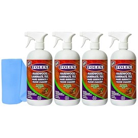 FOLEX Hardwood, Laminate, Tile, Hard Surface & Floor Cleaner with Reusable Cleaning Cloth, Fresh Almond Scent, Residue and Streak Free - 4 Pack