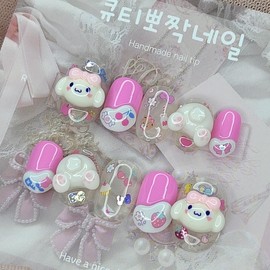 Hintokki Gungdi handmade nail tips - Oval XL / 힌토끼 궁디 수제네일팁 - 오벌XL