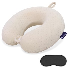 Gosider Memory Foam Neck Pillow Comfortable Travel Neck Pillow Neck and Head Support Lightweight Portable Airplane Travel Pillow for Sleeping, Traveling,Car, Train, Bus and Home Use Beige