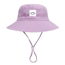Orfila Baby Sun Hat Smile Face Toddler Bucket Hat Kids Summer Sun Protection Wide Brim Adjustable Chin-Strap Beach Hat Baby Hats 0-3 Months 3-6 Months Purple