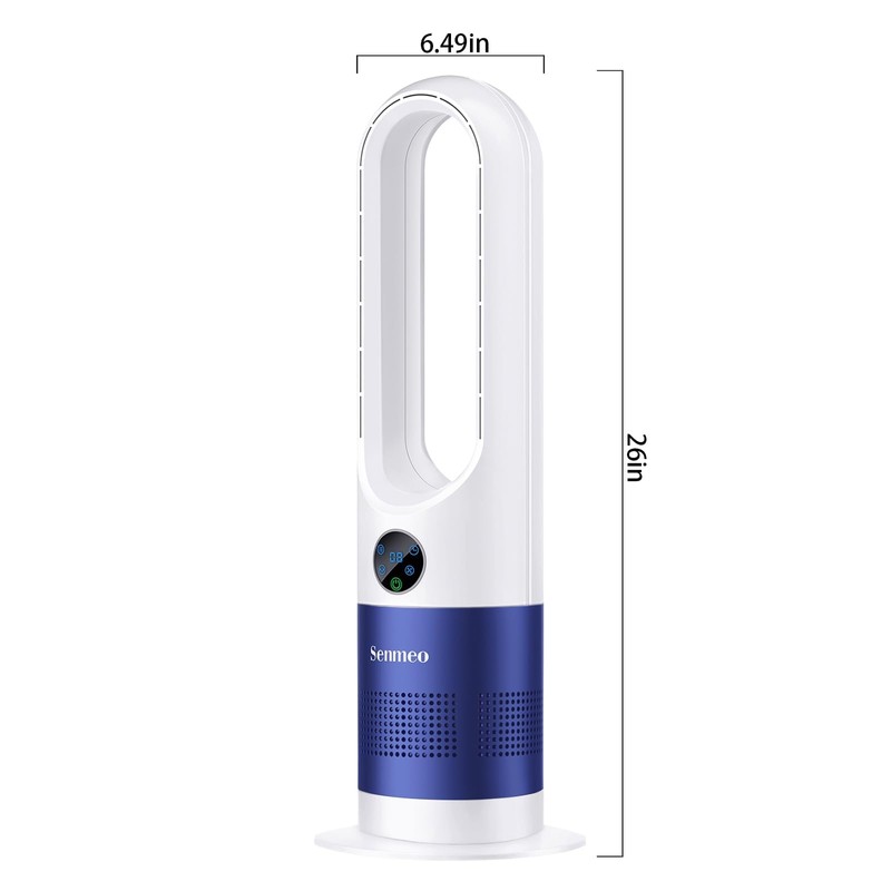Senmeo Bladeless Fan, 26" Bladeless Tower Fan with Remote, 8