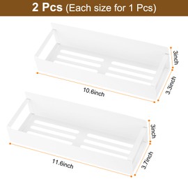 uxcell 2pcs Magnetic Spice Rack Organizer for Refrigerator, Magnetic Fridge Organizer with Hook, Metal Fridge Shelf, Wall Mount Seasoning Organizer for Microwave Oven White