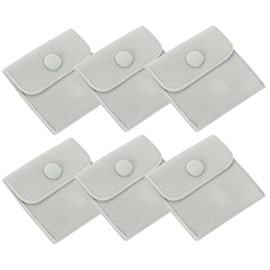 PATIKIL 3x3 Inch Jewelry Pouch, 6 Pack Velvet Pouches Snap Button Jewelry Storage Bags Present Pouch for Earrings Bracelets Necklaces Rings Watch, Grey