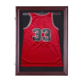 HOMCOM 35” x 26” UV-Resistant Sports Jersey Frame Display Case - Cherry Brown