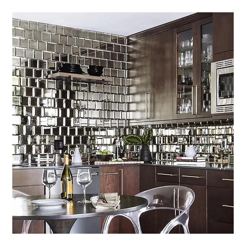 Soulscrafts 80 Pcs Beveled Mirror Tile, 3x3 Inch Mirror Square