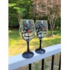 2 Winter Snowy Tree Red Cardinal Wine Glasses Set
