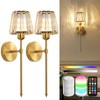 Battery Operated Crystal Wall Sconce Set of 2, Gold Rechargeable