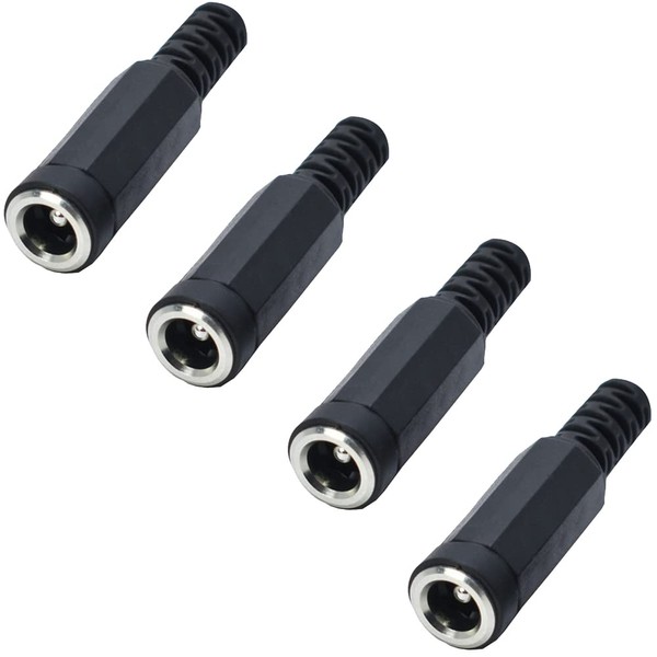 DC Power Connector DC Female Connector 12V Power End Solder Adapter Outer Diameter 0.2 inch (5.5 mm) Inner Diameter 0.08 inch (2.1 mm) Repair DIY DC Male Connector (Black *Set of 4)