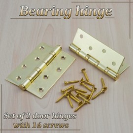 AERZETIX - C42776 - Set mit 2 Türscharnieren 100x75mm mit kugellager - verbindungselement für zimmerei - aus messing - farbe gold - schranktür renovierung