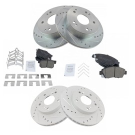 Front and Rear Performance Brake Pad & Rotor Kit Brake Pads Brake Rotors Set Ceramic Premium G-Coated Compatible with 2002-2006 Acura RSX