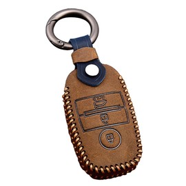 ontto 3 Buttons Remote Key Shell Cover for Kia Ceed Forte NIRO Optima Sedona Sorento Venga Soul Sportage Cowhide Protective Case Key Cover A brown