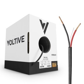 Voltive 16/2 Speaker Wire - 16 AWG/Gauge 2 Conductor - UL Listed in Wall Rated (CL2/CL3) - Oxygen-Free Copper (OFC) - 500 Foot Bulk Cable Pull Box - Black