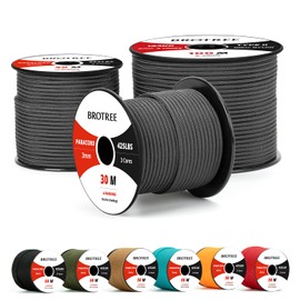 Brotree 3mm Paracord 425 100% Nylon 30M Rope 3 Strands Type II Parachute Cord for Outdoor, Craft, DIY - 192kg Breaking Load (Black)