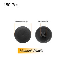 sourcing map 150Pcs Plastic Screw Caps for Eccentric Wheels Cam Locks, 17mm Diameter Decorative Cross Head Caps, Round Cam Lock Fastener Cap Cam Dowel Cap Cam Lock Nuts Cap, Black