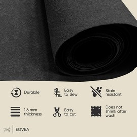 EOVEA | Acrylic Felt Fabric by The Yard | 72" Inch Wide -1.6mm Thick Felt Fabric | Non-Stiff Soft Felt Sheets | Felt Material for DIY,Craft, Sewing,Patchwork, Cushion, Padding(Black, Half Yard)