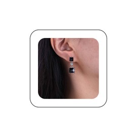 Cimenexe Bohemian Square Onyx Dangle Earrings Silver Circle Cz Drop Earrings Black Rhinestone Geometric Stud Earrings Onyx Crystal Square Circle Earrings Jewelry for Women and Girls Gifts