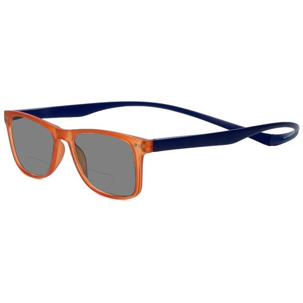 Magz Astoria - anteojos de sol bifocales cuadradas para hombre y mujer, para colgar en el cuello, lectores de lentes de sol magnéticos, conexión trasera, Naranja, azul, 3 US