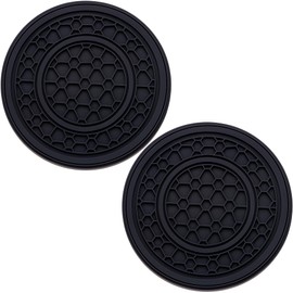 MEAJOO 2 Pack Car Drink Cup Coaster – 2.75 Inch Anti-Slip Silicone Mat, Secures Beverages in Place – Trendy Auto Accessory for Women & Girls (Black)