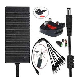 BW 12V 10A 120W DC Power Supply with a 8 Way CCTV Power Splitter Cable for CCTV Cameras,LED Srip Light and LCD Monitors