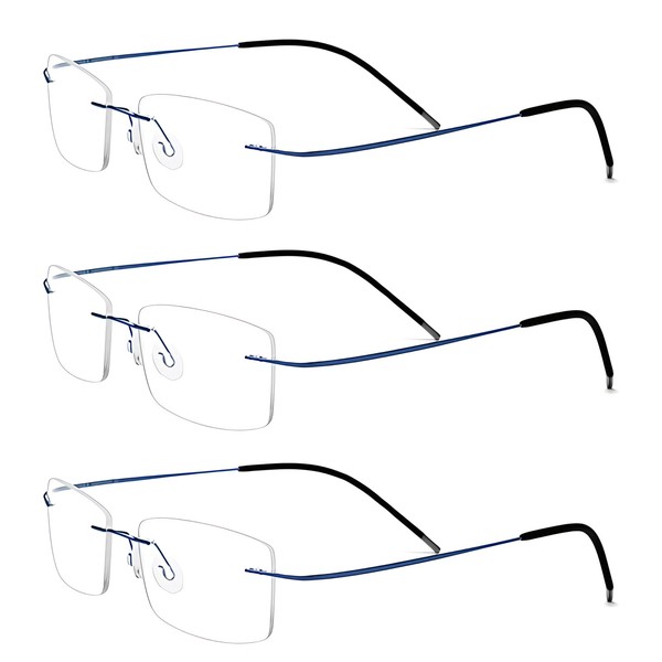 krlanhx Rimless Titanium Alloy Men Eyeglasses Frame Clear Rectangle Ultralight