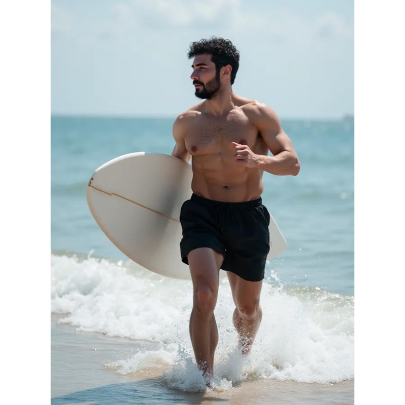 JIHUILAI Black Men's Swim Trunks Quick Dry Swim Shorts with