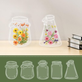 Oecoel Large Size Transparent Dried Flower Bookmarks, 20 PCS Handmade DIY Flower Page Clips,World in Bottle-Making Stunning Herbarium(Honey Jar)