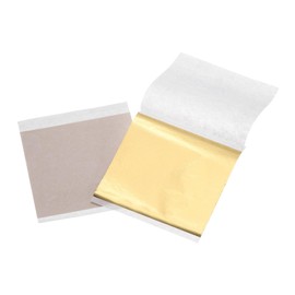 sourcing map 100pcs Leaf Sheets, 3.5" x 3.5" Foil Sheets Paper Sheets for DIY Crafts Painting Nails Resin Furniture Decoration(Gold)