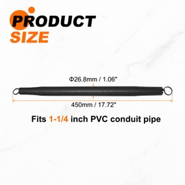 sourcing map PVC Spring Tube Bender 26.8mm OD 450mm Long Conduit Pipe Bender Bending Spring for Pipe Bending Devices in Home Hydropower, Black