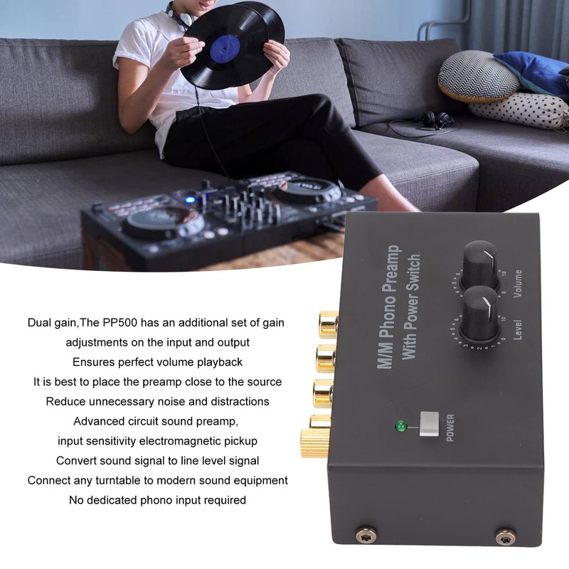 PP500P Phono Turntable Preamp, Dual Gain Electronic Audio Stereo Phonograph