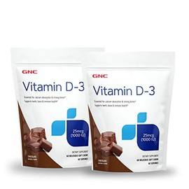 GNC Vitamin D-3 Soft Chews 1000IU - Chocolate - Twin Pack