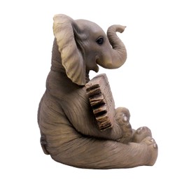 DWK African Elephant Statue Outdoor Front Porch Welcome Sign | Elephant Figurines Statues Entry Welcome Sign | Lawn Ornaments Statues and Outdoor Figurines - 14.5