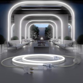 HRGXYUN 110V LED Neon Rope Light, 3.3ft LED Neon with Dimmable,Neon Strip Light Outdoor Waterproof,ETL Listed Cool White LED Rope Lights for Supermarket,Building, Celebration