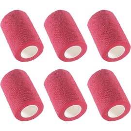 IndigoCase 6 Pack Self Adhesive Bandage Wrap 3 Inch, Red Color Bandages Variety Pack, Elastic Grip Tape, Sports Wraps, Vet Wrap, Large Bandages Bulk for Knee, Ankle, Dogs and Horses.